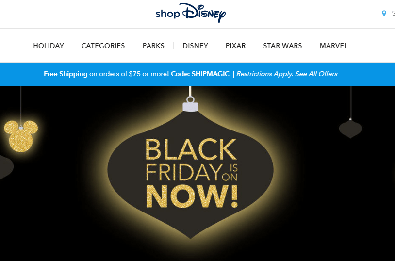 Disney 2018黑色星期五優惠碼 專場僅$6起 購滿$75即可免郵！